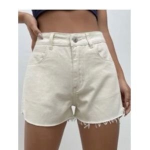 Never worn denim raw hem straight shorts